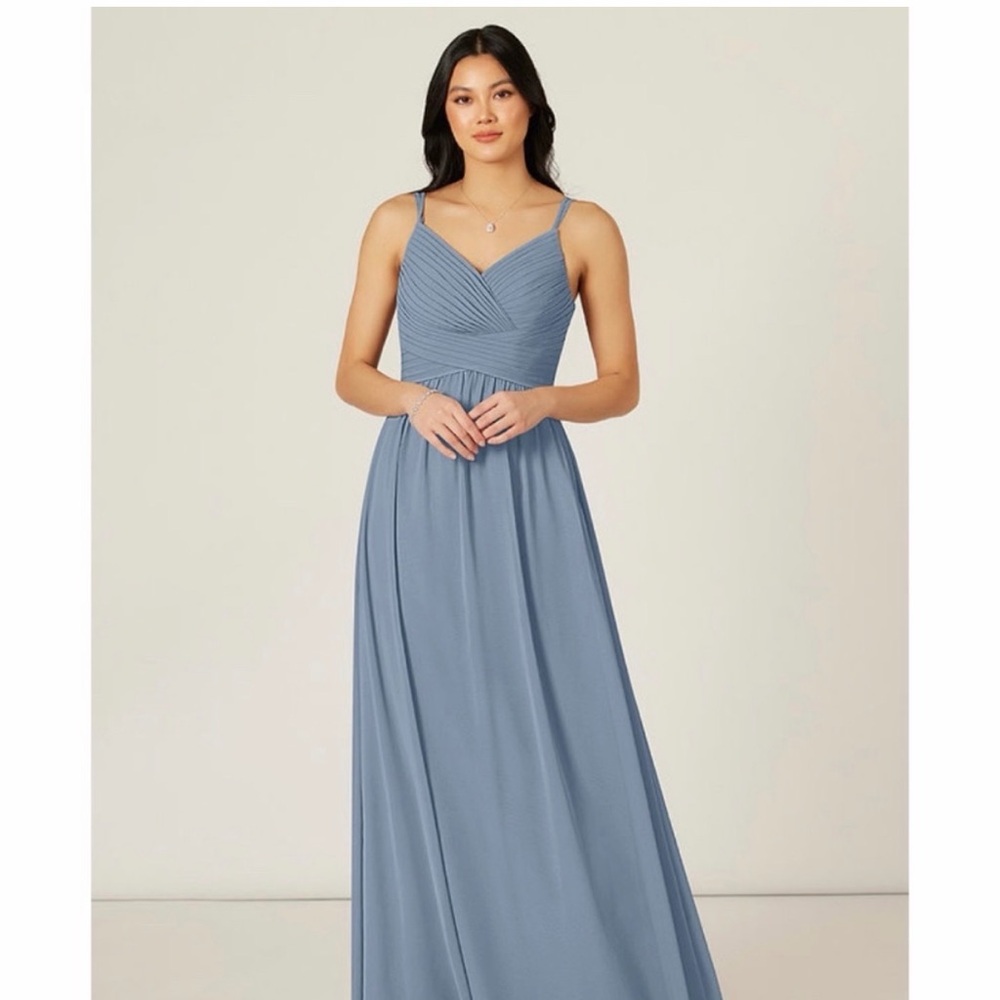 Azazie Dusty Blue Maxi Chiffon Dress - Size A10